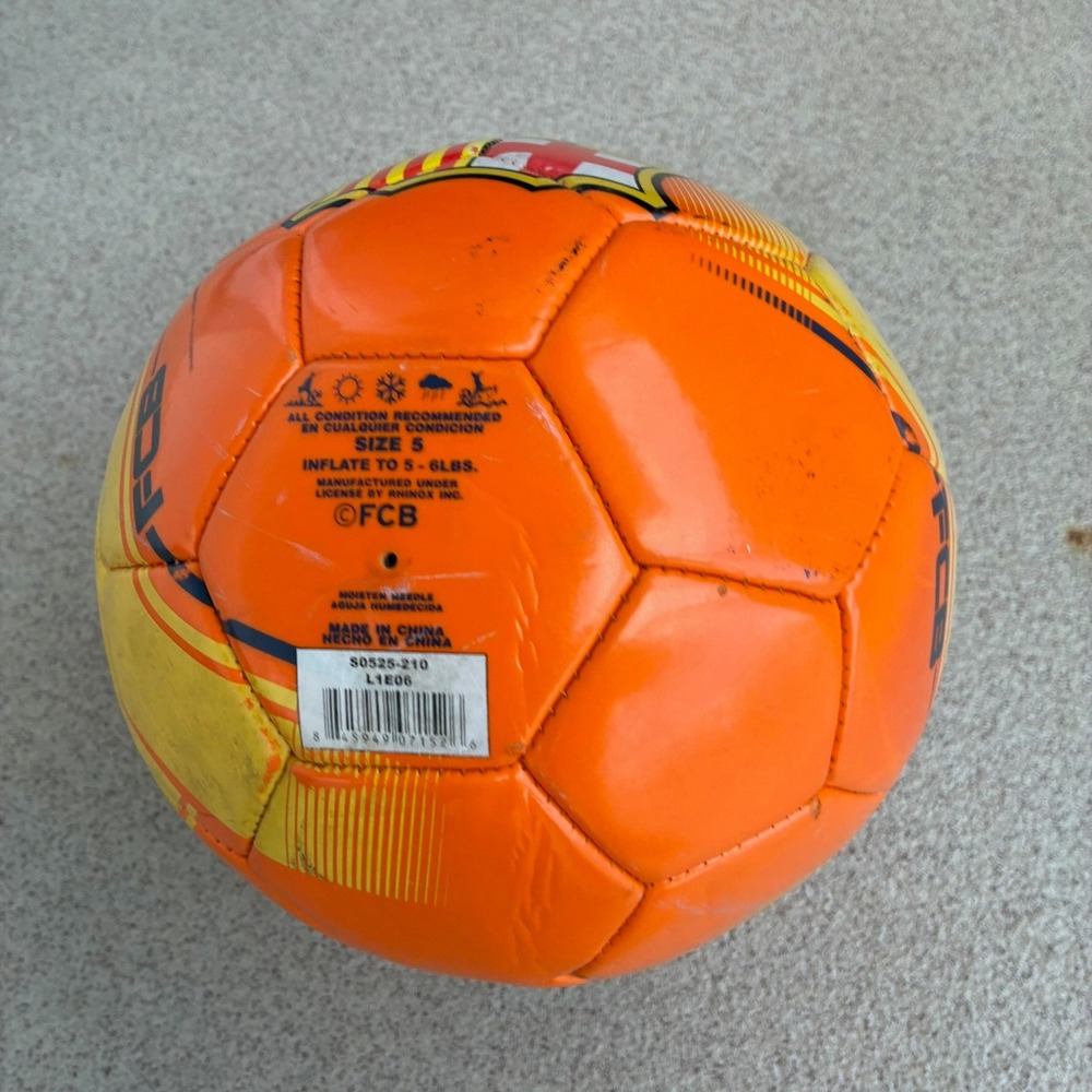 FC Barcelona Size 5 Soccer Ball - Orange FCB